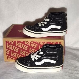 Vans Kids SK8-Hi Zip VN000XG5Y28 Lace Up Black White Sneaker Shoes Size US 7 T